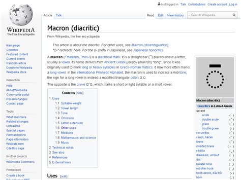macron diacritic wikipedia